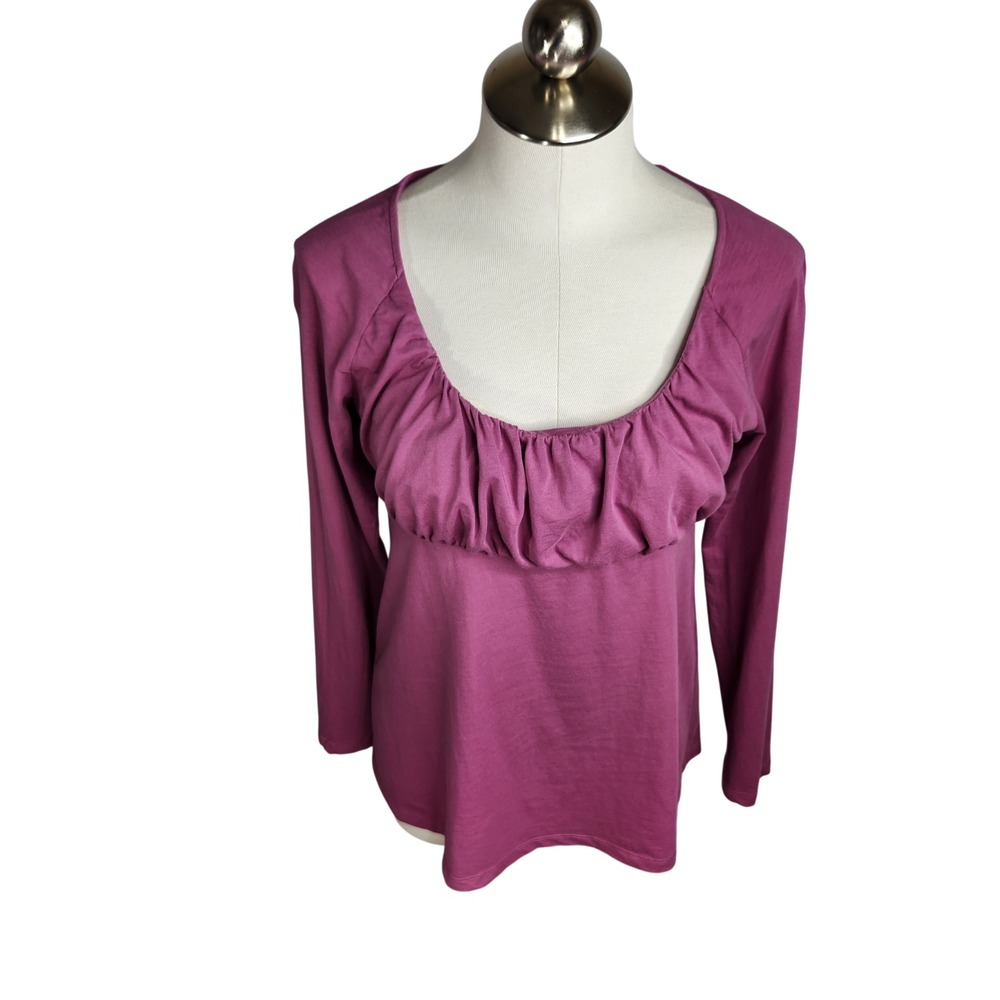 Sundance Long Sleeve Ruched‎ Bust Top Pink Purple Medium